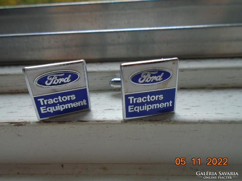 Ford tractors equipment vintage fire enamel chrome cufflink with ford company logo