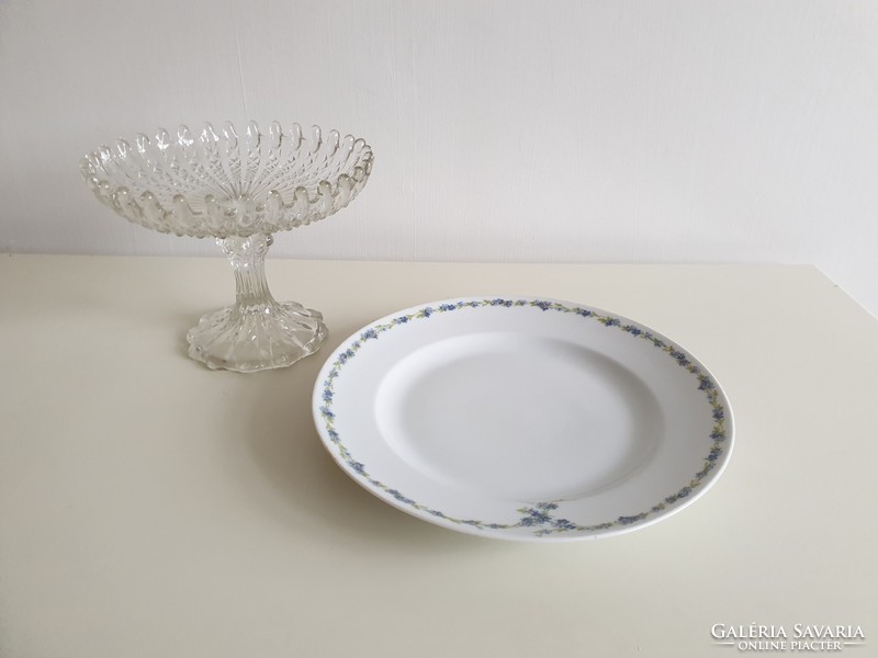 Régi vintage nefelejcs mintás jelzett porcelán kínáló tányér 29,5 cm