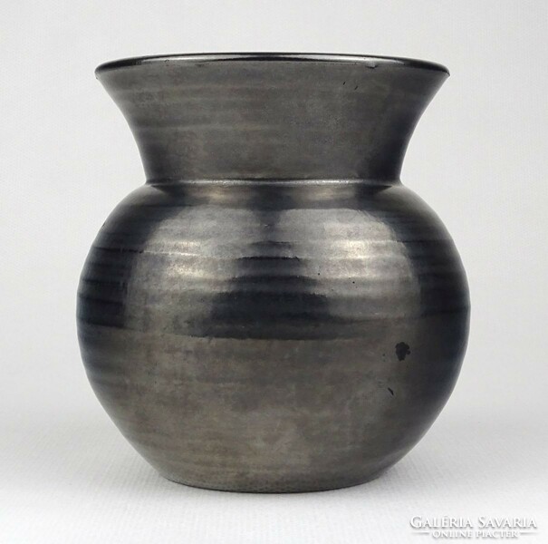 1L517 Mid century grafitszürke kerámia váza díszváza 10 cm
