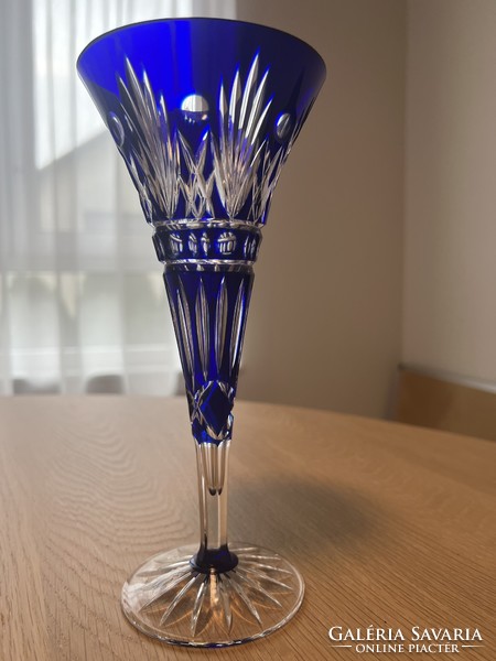 Ajka crystal 22 cm blue champagne glass set of 6