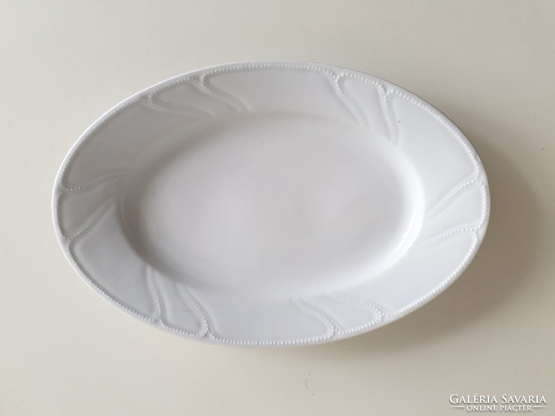 Vintage old 36.5 cm pearl string pattern large oval porcelain serving bowl