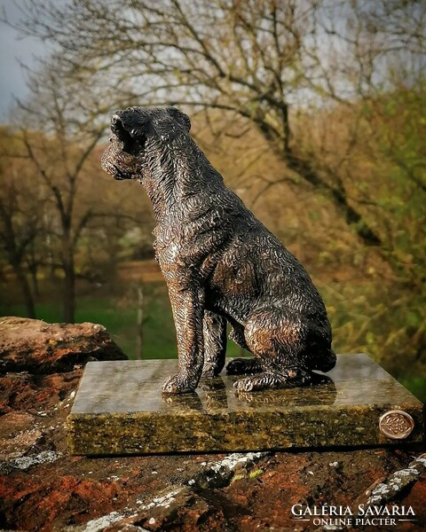 Border terrier bronze statue