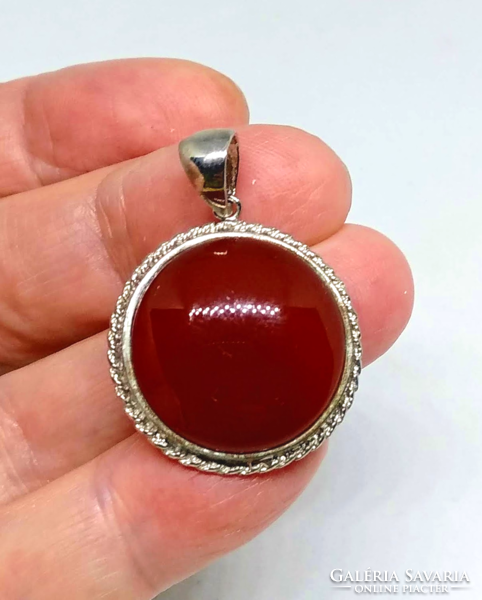 Red onyx agate pendant in filled silver (sf) socket y43078