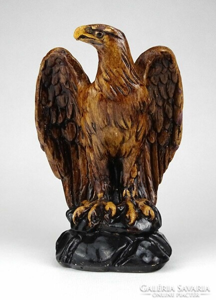 1L553 old painted plaster eagle statue on pedestal 19 cm