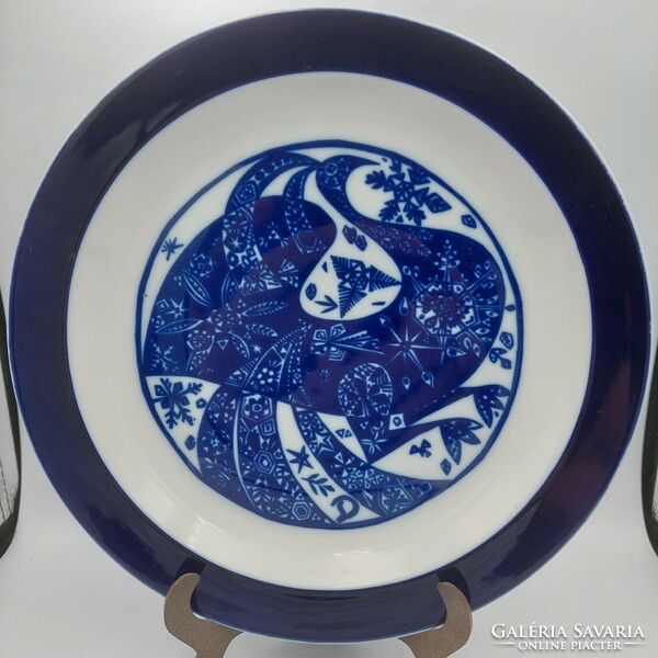 A rare collector's item József Hólloháza cobalt blue decorative bowl