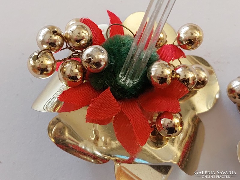 Régi üveg karácsonyfadísz csipeszes gyertya alakú üvegdísz 2 db