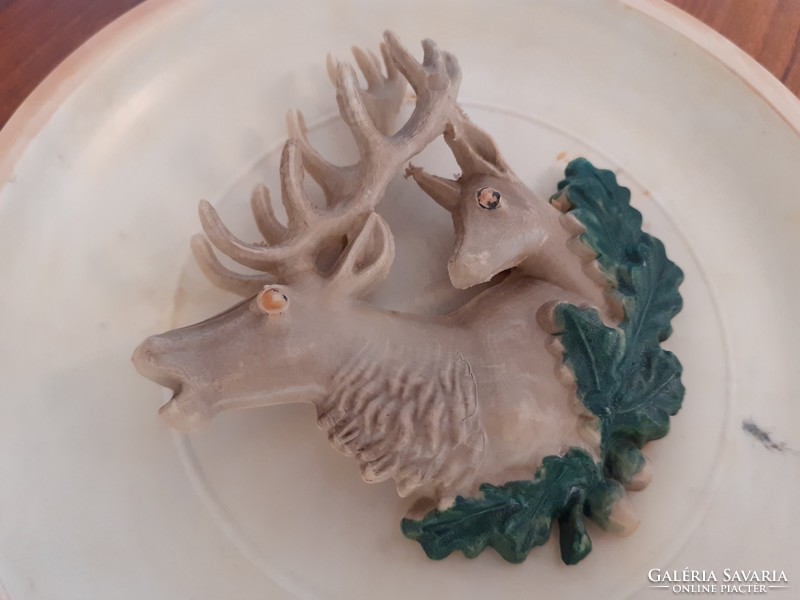 Retro hunting house wall plate deer acorn plastic wall decoration mid century
