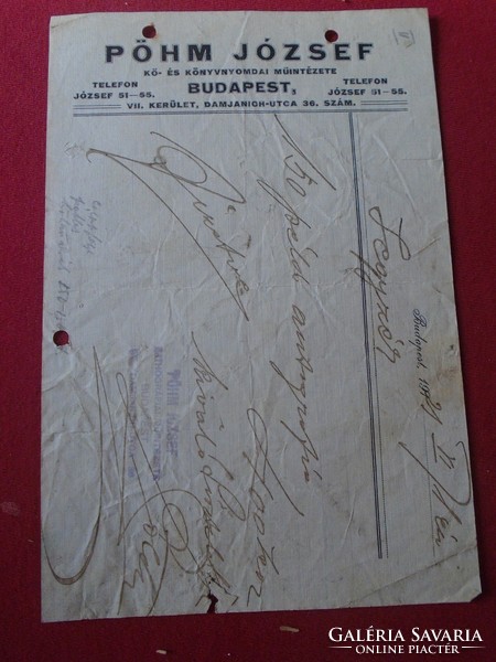 DEL014.8 Pöhm József Kő és könyvnyomdai műintézete Budapest 1921