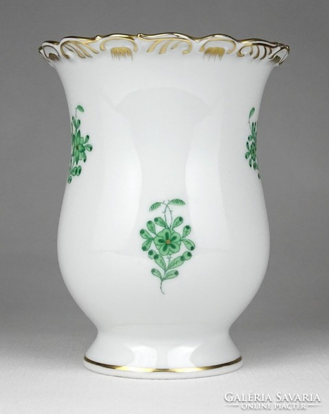 1L200 Zöld Apponyi mintás Herendi porcelán váza 12 cm
