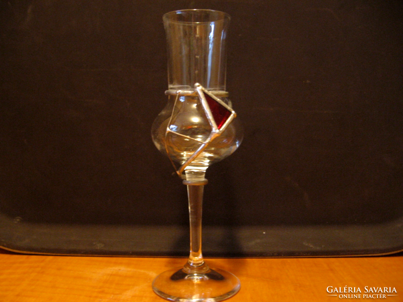 Pálinkás, grappás pohár Tiffany díszítéssel