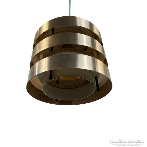 Veb metalldrucker halle - metal mid-century ceiling lamp - with refurbished, turquoise textile cable