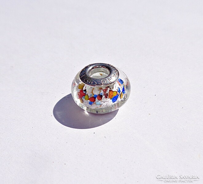 Pandora stílusú, Muránói színes üveg ezüst charm