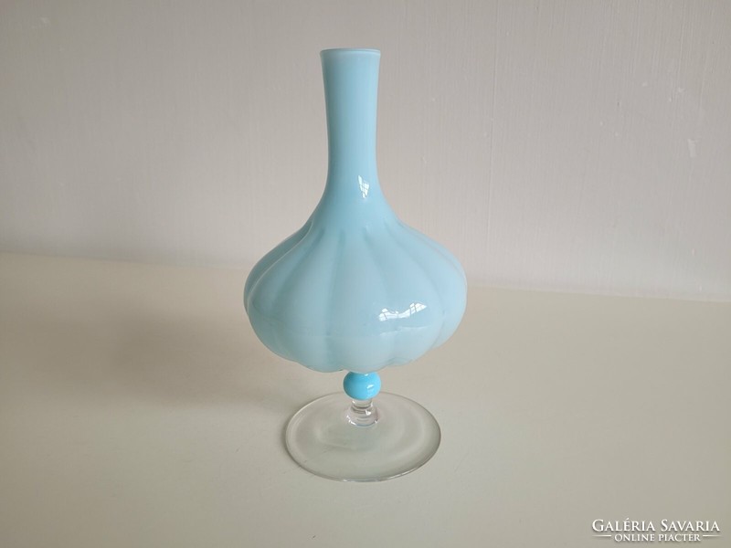 Modern glass vase blue base laminated glass decorative vase baby blue vase
