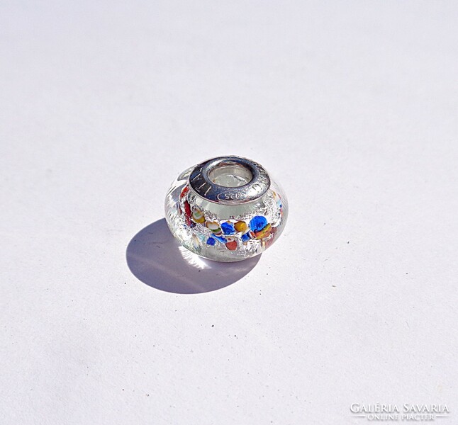 Pandora stílusú, Muránói színes üveg ezüst charm
