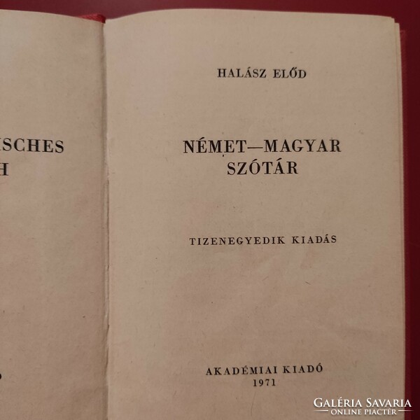 Halász predecessor: German-Hungarian small dictionary, 1971.