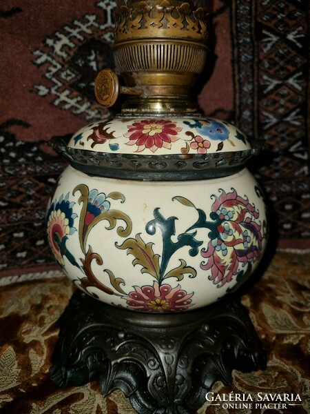 Old Zsolnay oil lamp
