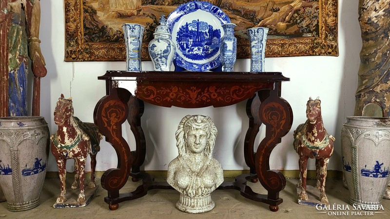 Olasz barokk stílusú intarziás  íroasztal- asztal- dohányzóasztal