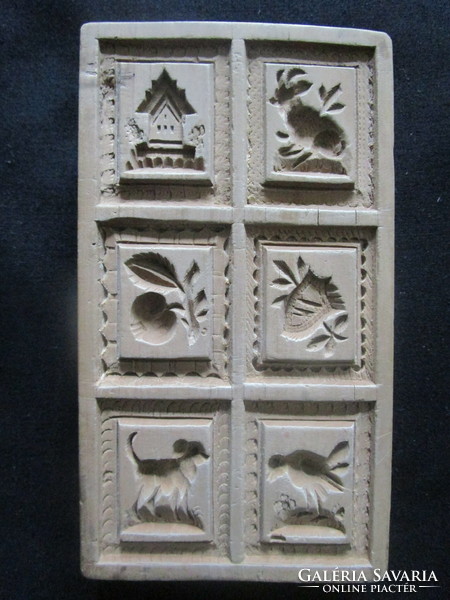 Gingerbread batter wooden mold baking mold sharp - deep contour wood carved 6 ancient patterns Hungarian handwork