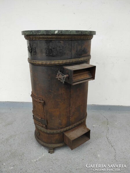 Antique iron stove with green marble top 815 6271