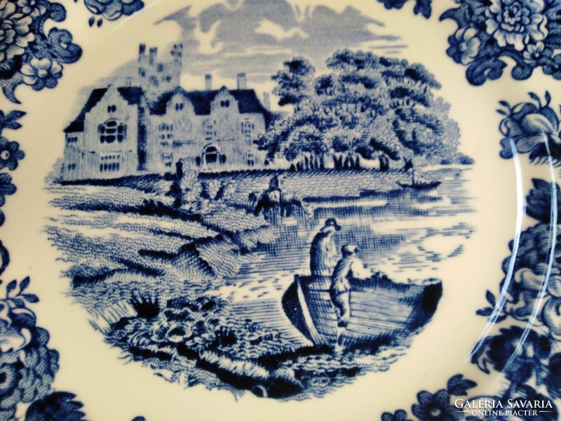 Gyönyörű angol jelenetes porcelán kis tányér