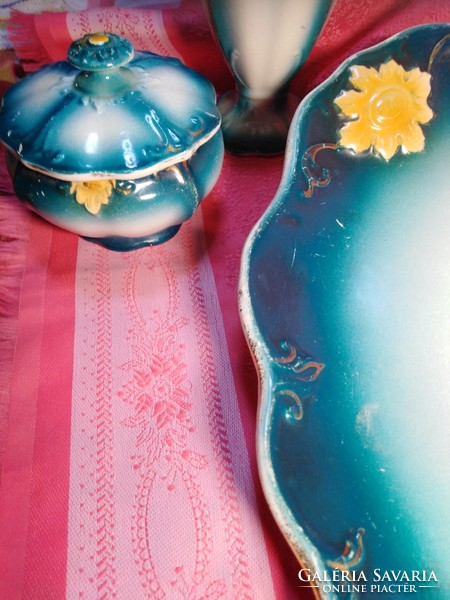 Gyönyörű Antik porcelán asztalközép, cukortartó és kiöntő