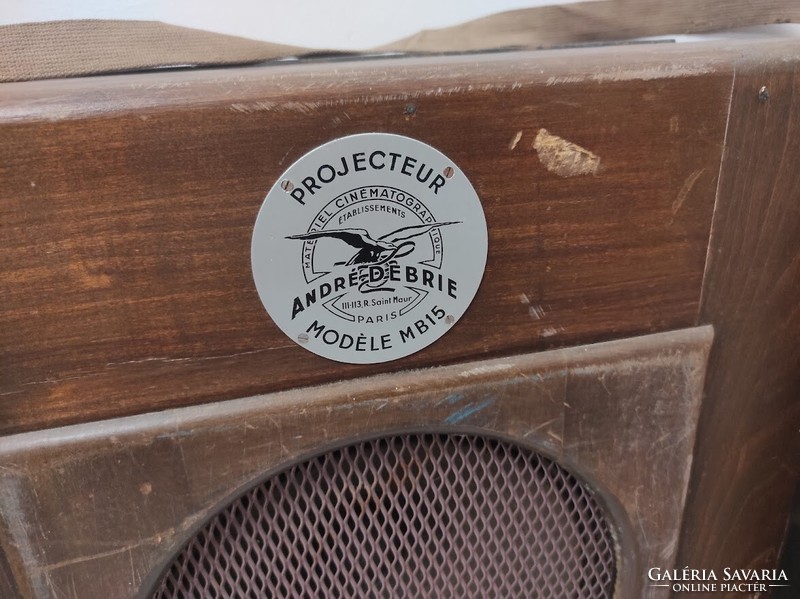 Antik film vetítő gép mozi projektor nagy nehéz hangszóróval eredeti fa dobozában 337 6257