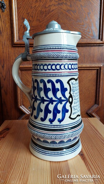 Jugendstil jug, jug with pewter lid - merkelbach & wick