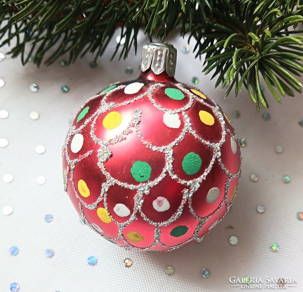 Kézzel festett üveg gömb karácsonyfa dísz 6.5-7cm