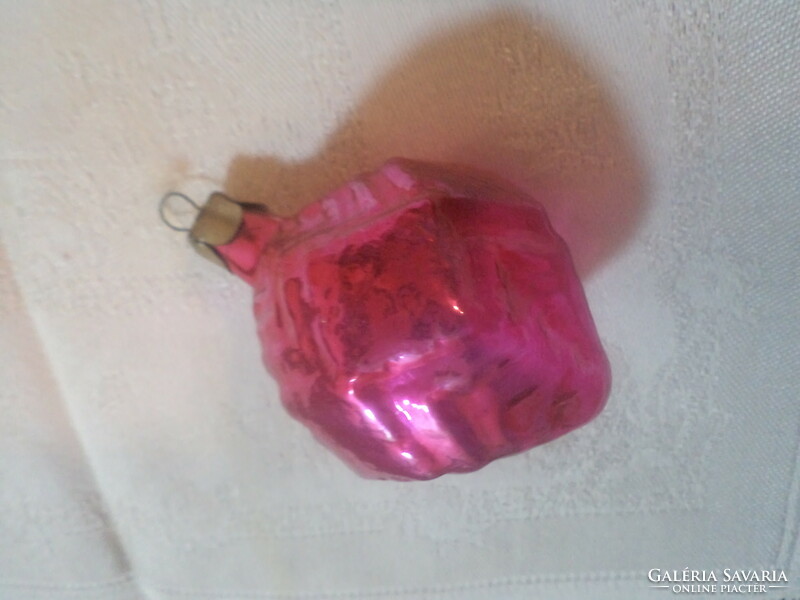 Old retro Christmas glass ornament, lantern
