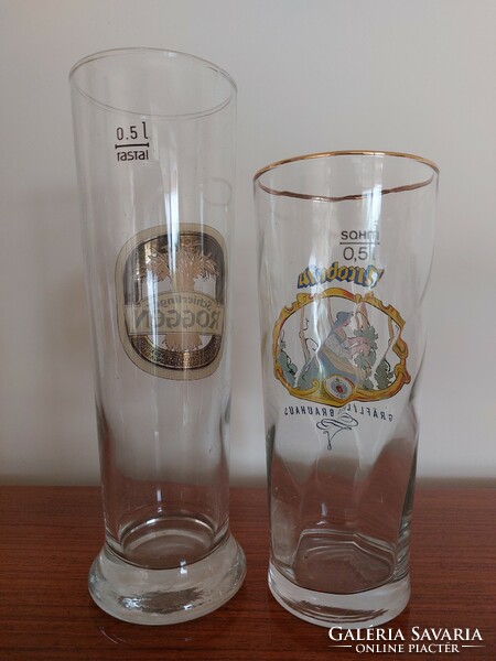 Üveg nagy méretű sörös pohár söröspohár 2 db