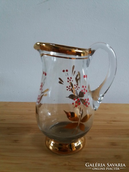 Gilded small glass jug