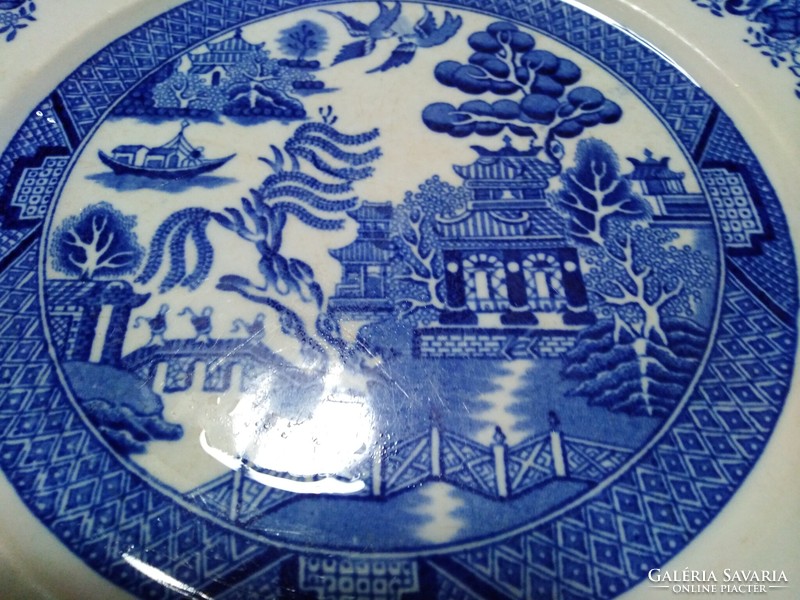 Old Willow Pattern, angol porcelán pagodás tál, tányér