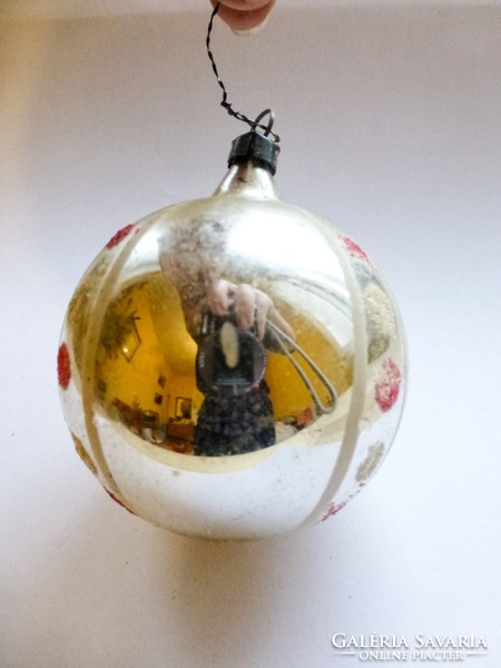 Antik üveg karácsonyfadísz, Pöttyös Gömb II.