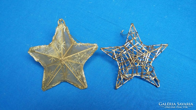 Két arany színű fém csillag karácsonyfadísz