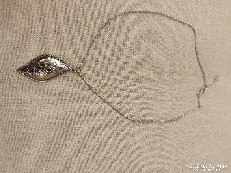 Izraeli ezüst nyaklánc-nyakék ametiszt kővel