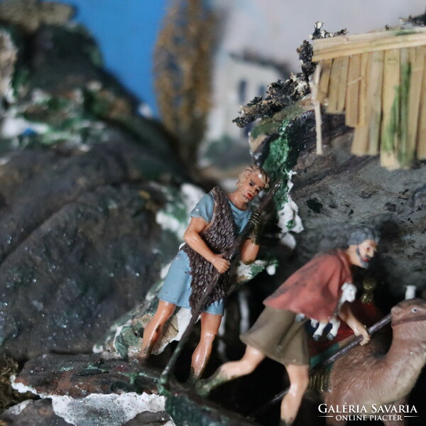 Antique nativity scene diorama