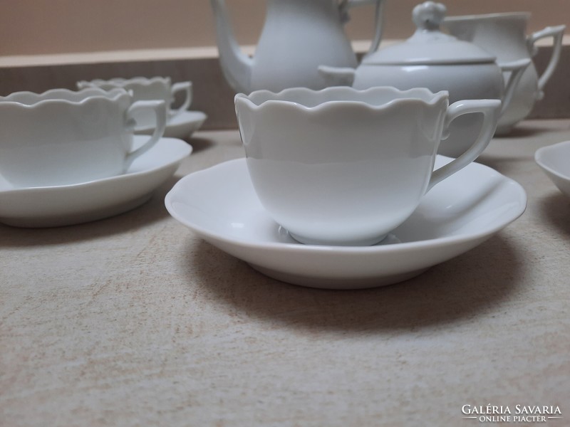 Fehér Herendi porcelán kávéskészlet, kávés készlet