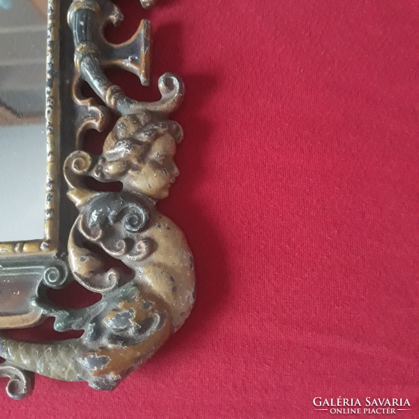 Historic wall mirror from the 1800s with mermaid and dragon - a unique piece