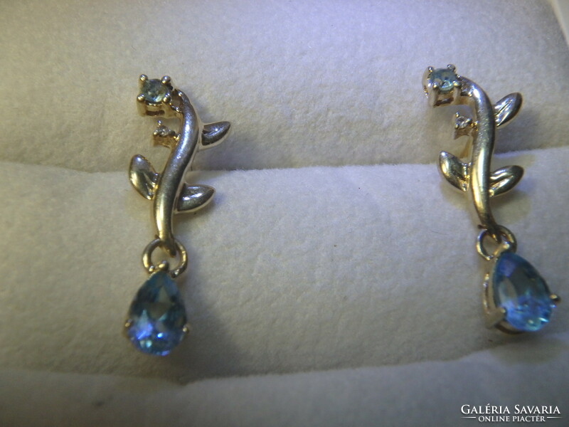 14K gold, topaz, diamond stone earrings