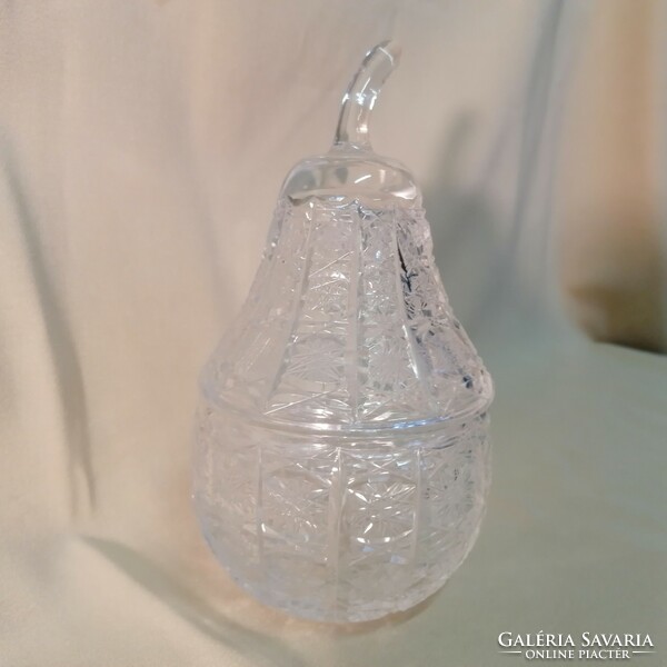 Polished glass container, pear pattern