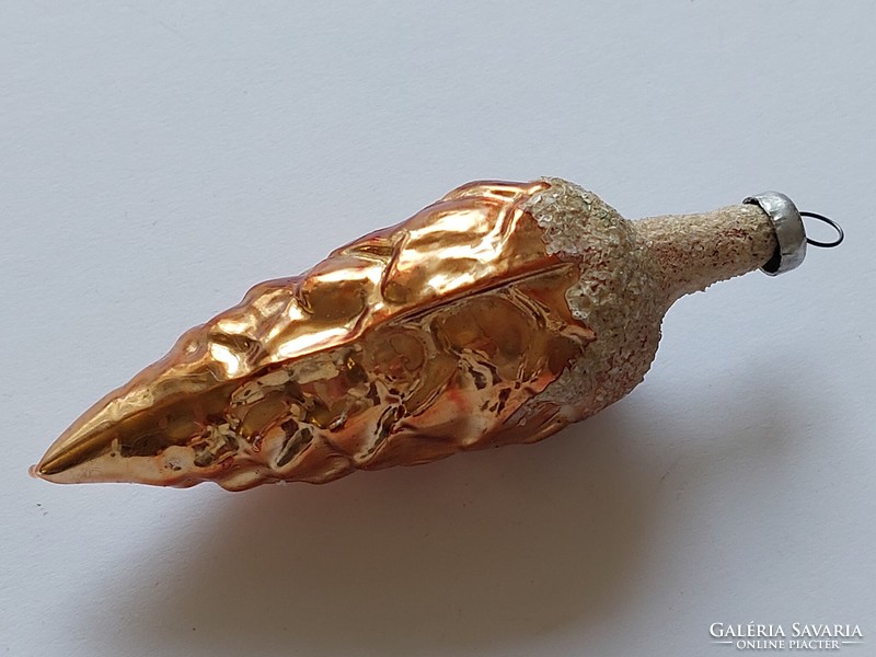 Old glass Christmas tree ornament gold cone glass ornament