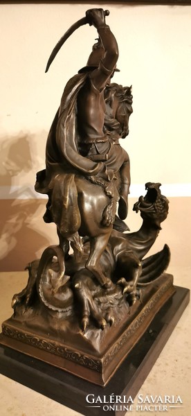 Saint György the Dragon Slayer - monumental bronze statue artwork