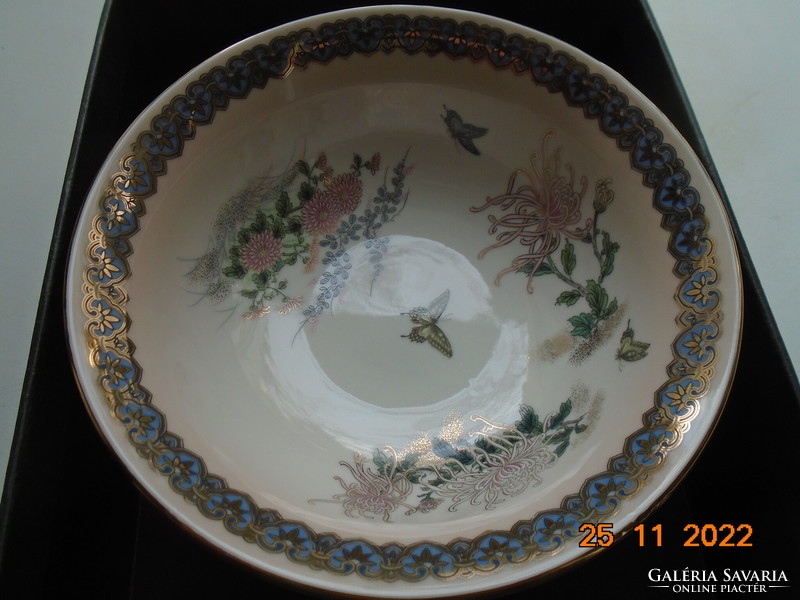 New decorative Japanese decorative bowl with pink glaze, gilded flower and butterfly patterns