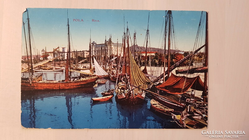 Pola, pula sailboats, kuk matrosenkorps, seebatallionskommnado seal, postcard