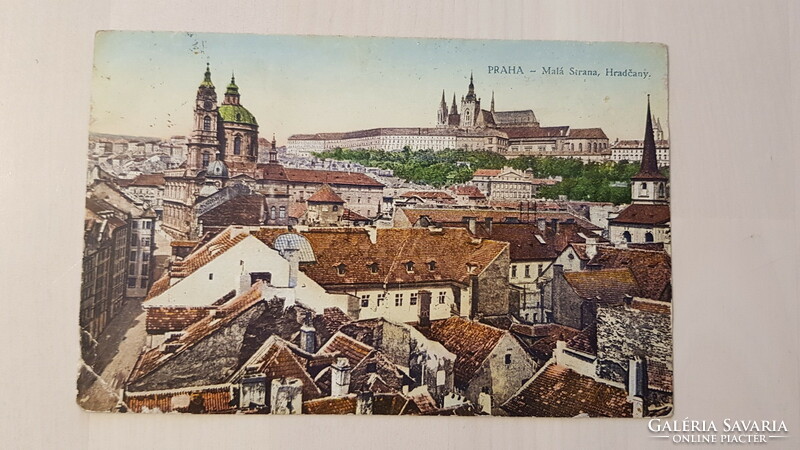 Prága, látkép, vár, 1924, régi képeslap