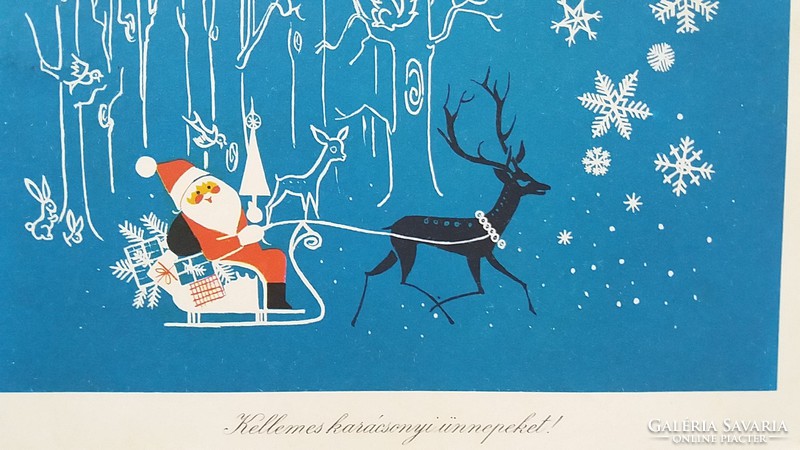 Old Christmas postcard 1972 postcard Santa's sleigh