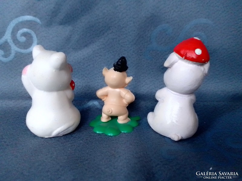 3 vicces újévi kabala kerámia szerencse malac figura dobókocka gomba szilveszter dekoráció ajándék