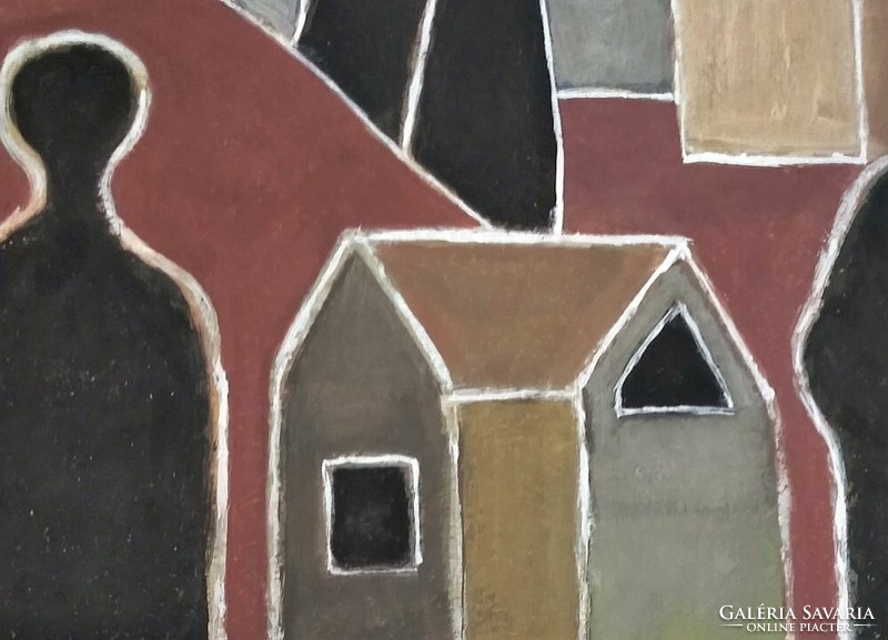 Dávid Lehel: "Este a házak között" című festménye 2012-ből