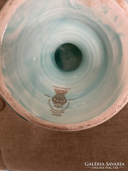 Azouz kharraz tunis ceramic serving bowl with base a31