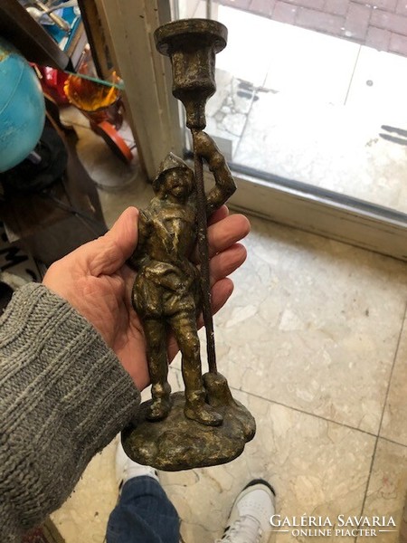 Bronze candle holder statue, height 28 cm, for living room